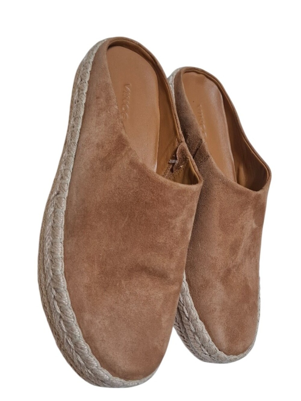 Vince Ulla Tan Suede Espadrille Slip-On Mules